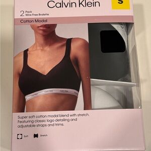 Calvin Klein Black Cotton Modal Bralette - 2 Pack white / black